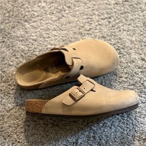 Birkenstock Beige Buckle Clogs- RETAIL $170